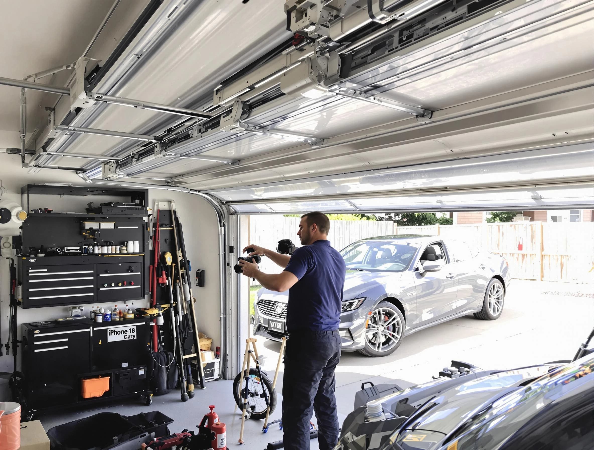 Lakeside Garage Door Repair technician fixing noisy garage door in Lakeside