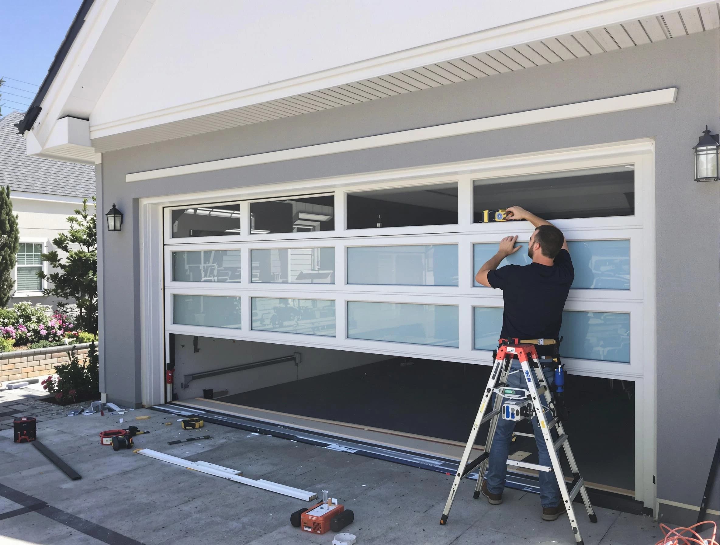 Lakeside Garage Door Repair team performing garage door replacement in Lakeside