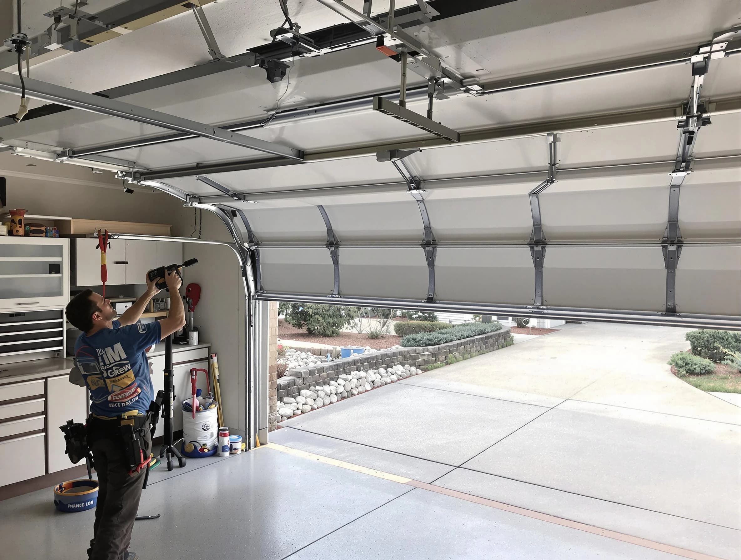 Garage door track repair service by Lakeside Garage Door Repair in Lakeside