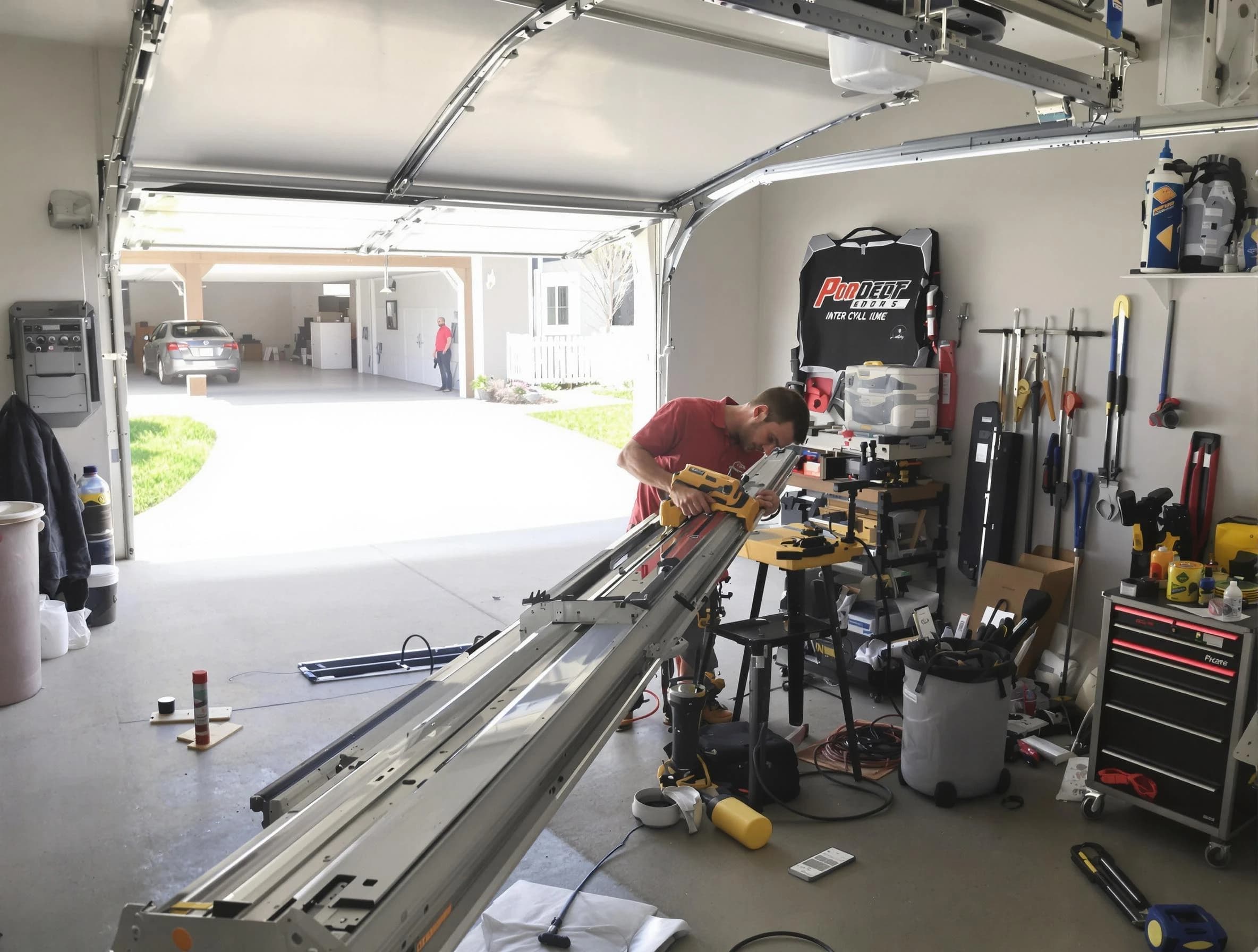 Lakeside Garage Door Repair expert performing track repair in Lakeside