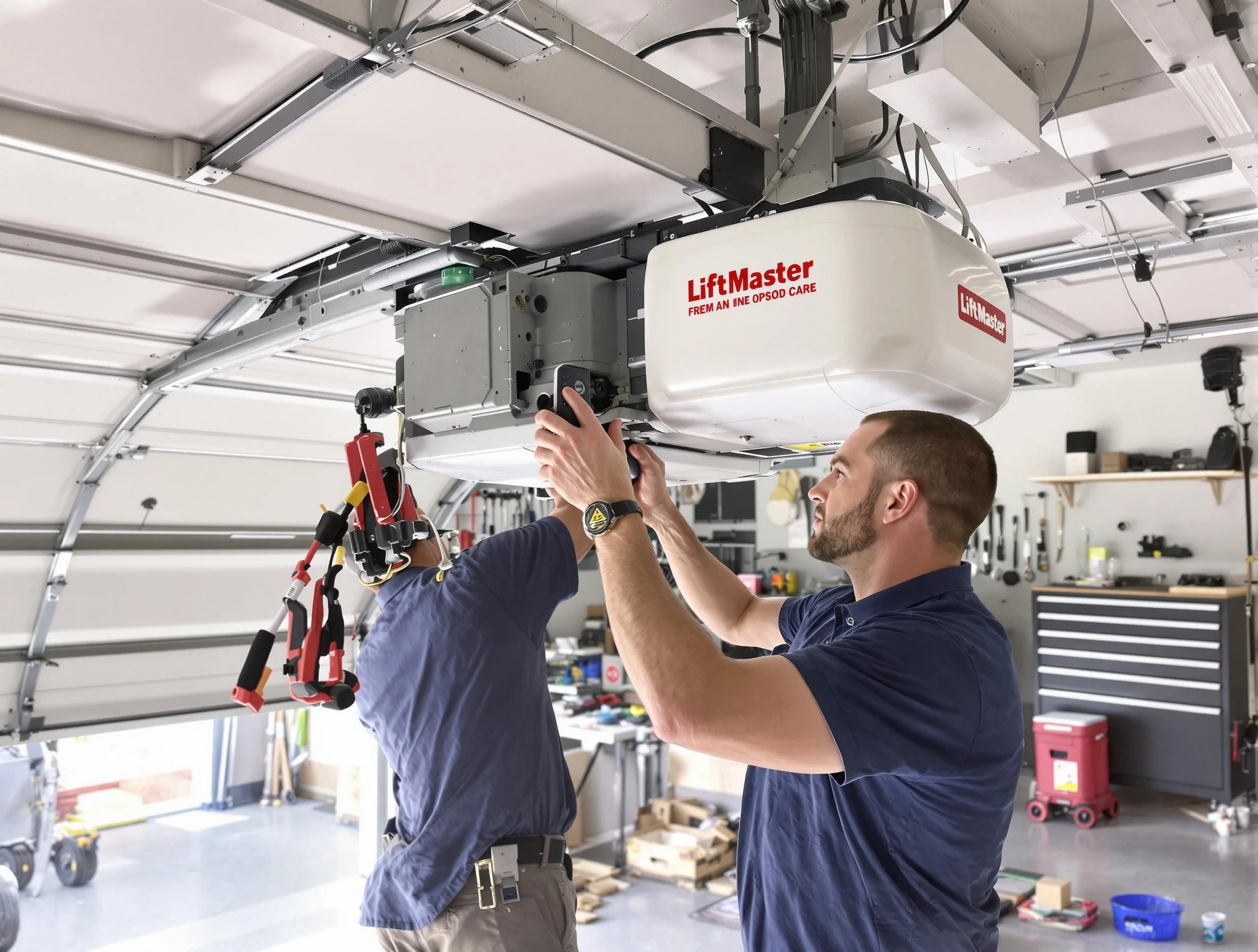 Lakeside Garage Door Repair technician performing advanced diagnostics on garage opener in Lakeside